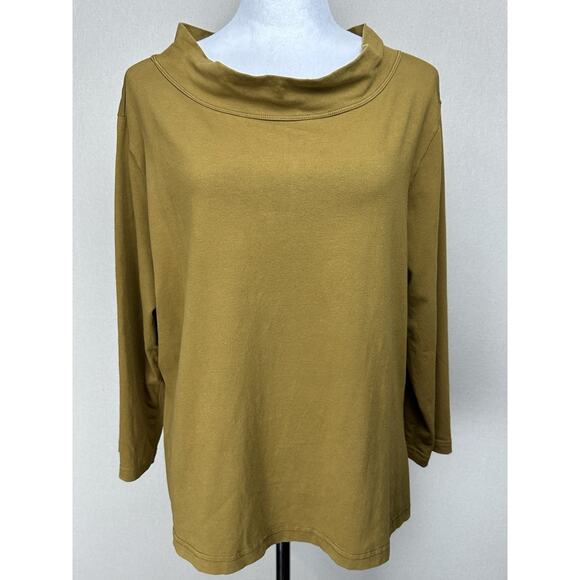 Iridium Tops - Iridium Top Womens Sz XL 95% Cotton Lagenlook Tee Mustard Yellow Oversized Boxy